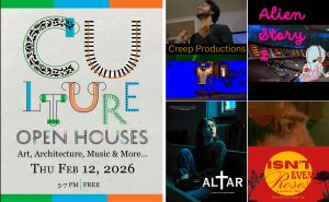event poster and posters for 4 student films